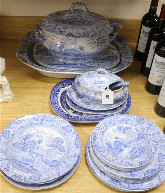 A quantity of blue and white Spode dinner ware